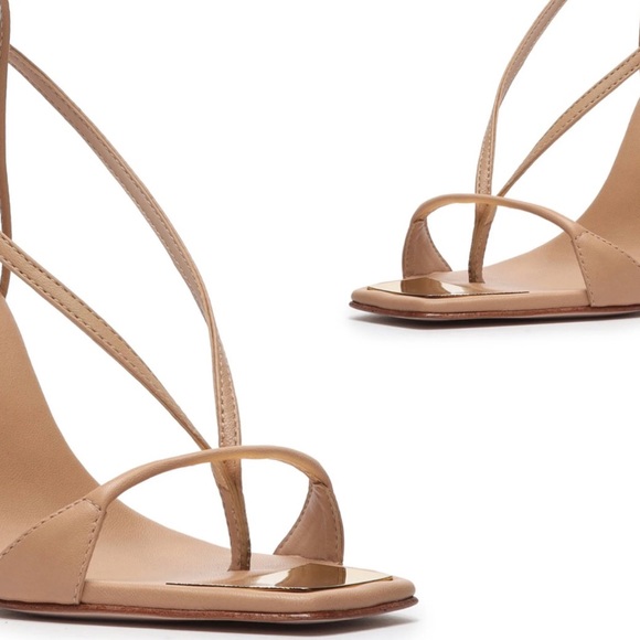 SCHUTZ Vikki Leather Heel 8 Size Nude/Beige Color Sandal - Picture 6 of 13